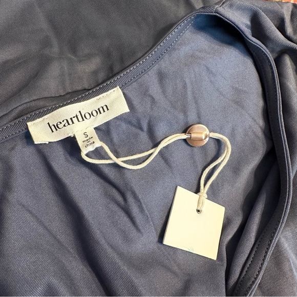 Heartloom Shirley Dress Jersey Knit Embroidered Puff Sleeve Blue size Small NWT - Picture 11 of 14